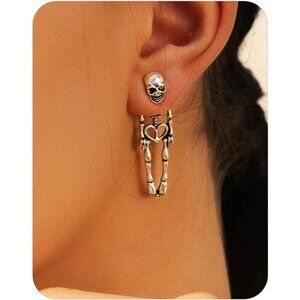 🎃 Halloween Earrings Set – Gothic Skull, Ghost, Witch & Knife Drop Earrings